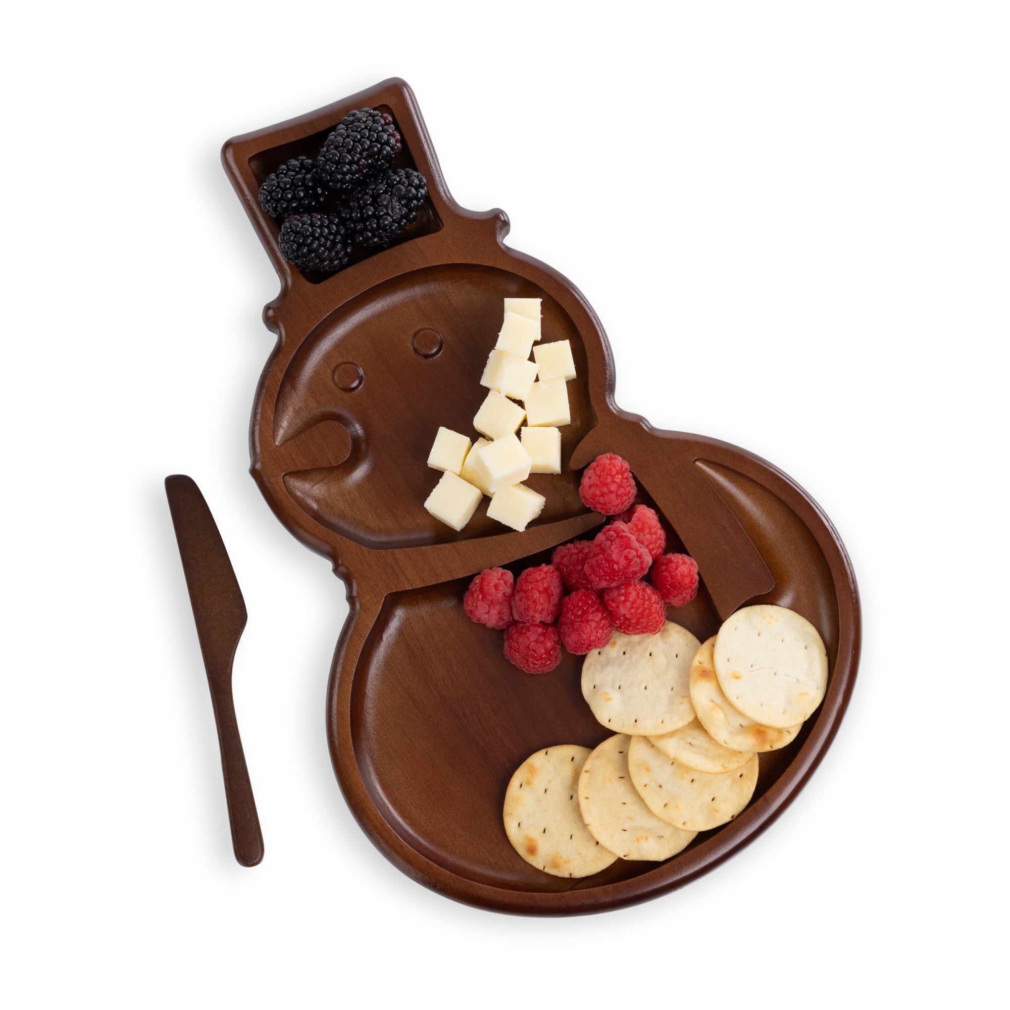 Reversible Snowman Serving Tray with Knife