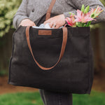 Market Waxed Canvas Tote with Leatherette Handles