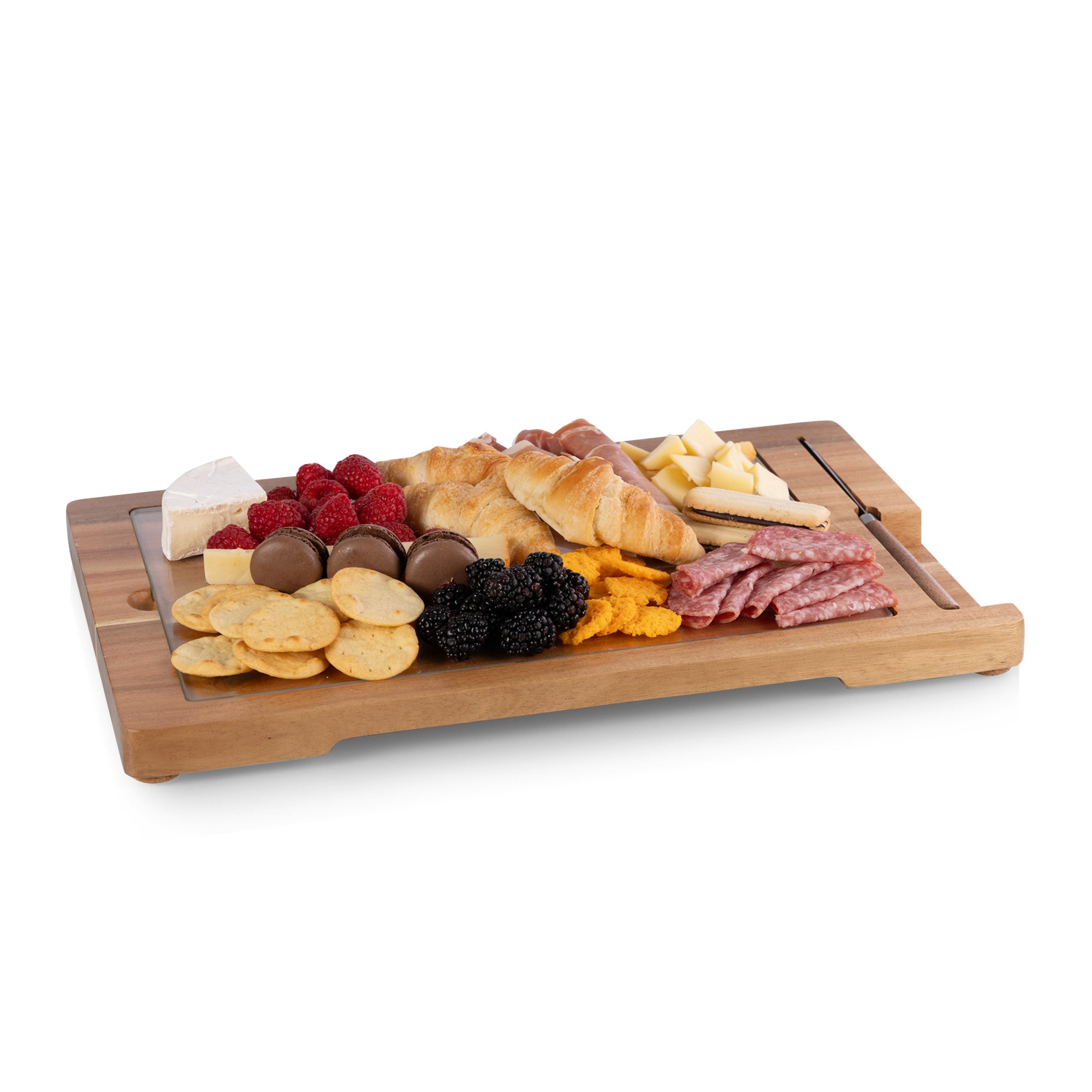 Ventana - Tempered Glass and Acacia Cheese Board and Knife Set