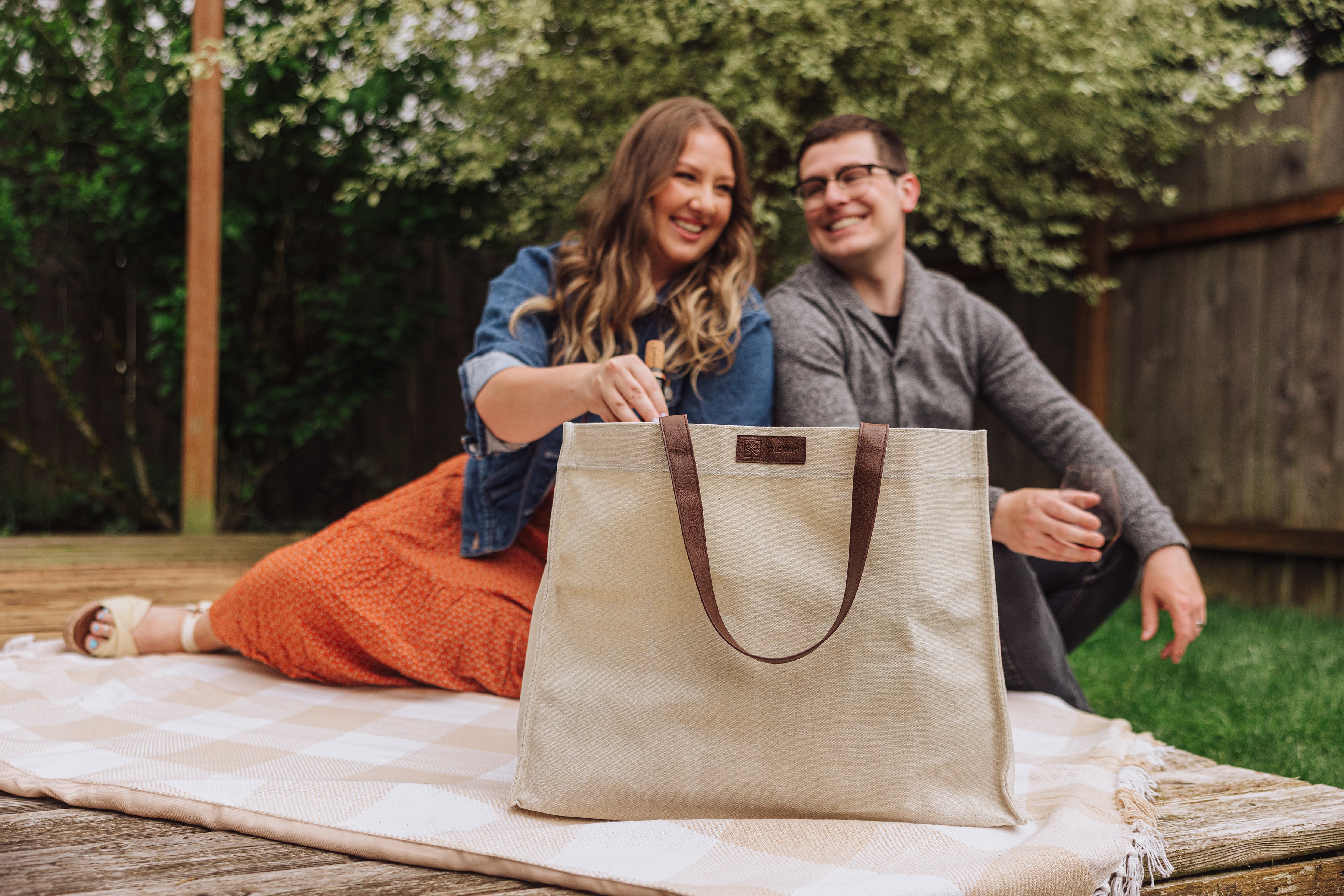 Market Waxed Canvas Tote with Leatherette Handles