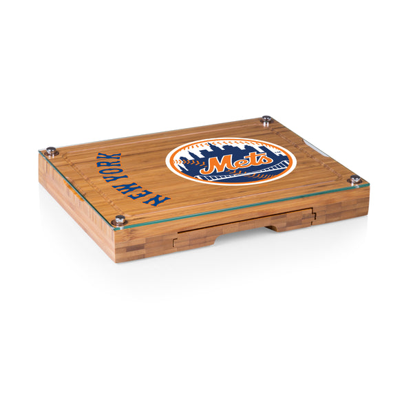 New York Mets - Concerto Glass Top Cheese Cutting Board & Tools Set