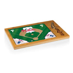 Baseball Diamond - Philadelphia Phillies - Icon Glass Top Cutting Board & Knife Set