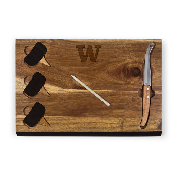 Washington Huskies - Delio Acacia Cheese Cutting Board & Tools Set