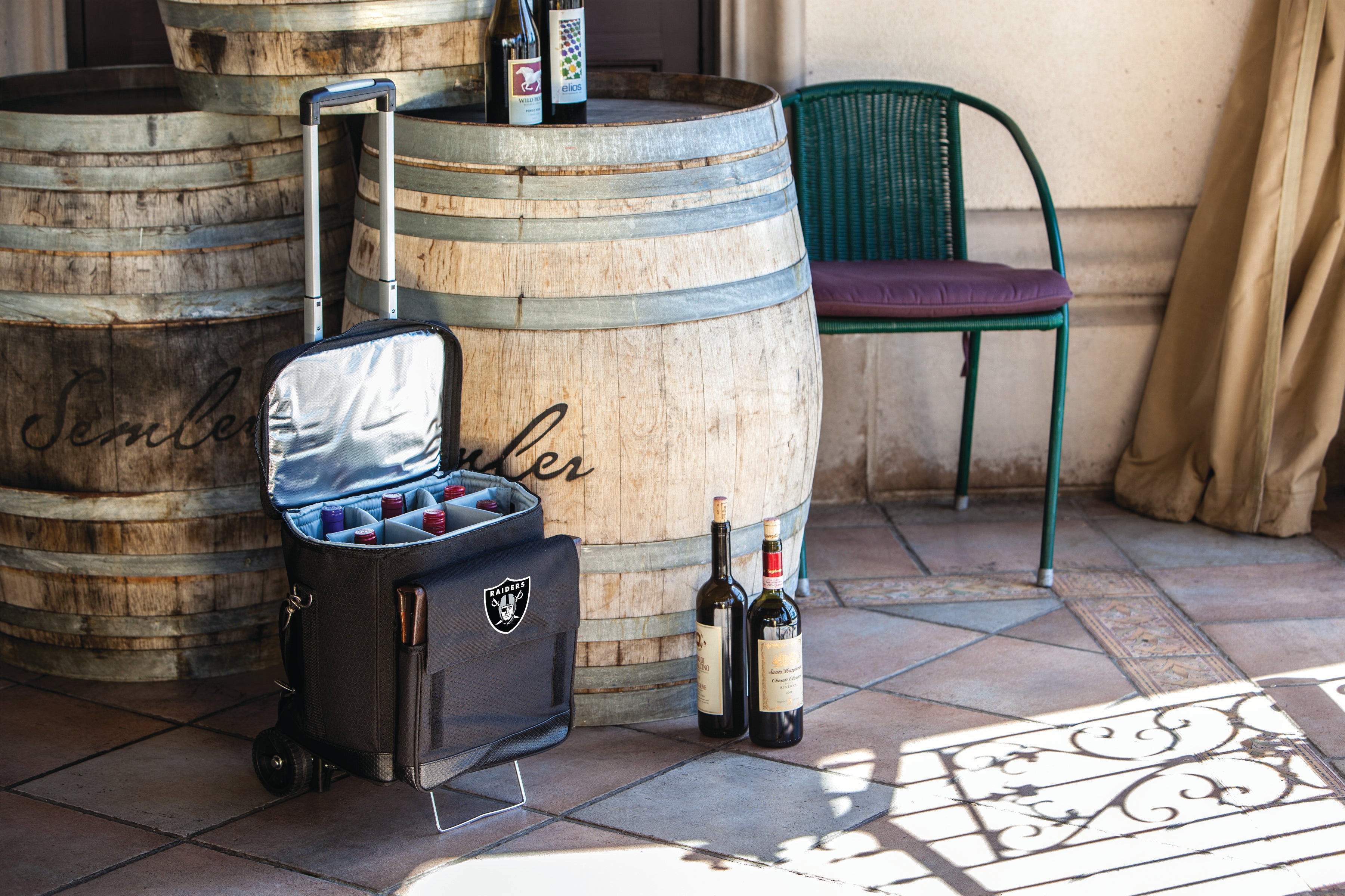 Las Vegas Raiders - Cellar 6-Bottle Wine Carrier & Cooler Tote with Trolley