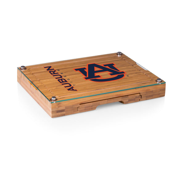 Auburn Tigers - Concerto Glass Top Cheese Cutting Board & Tools Set