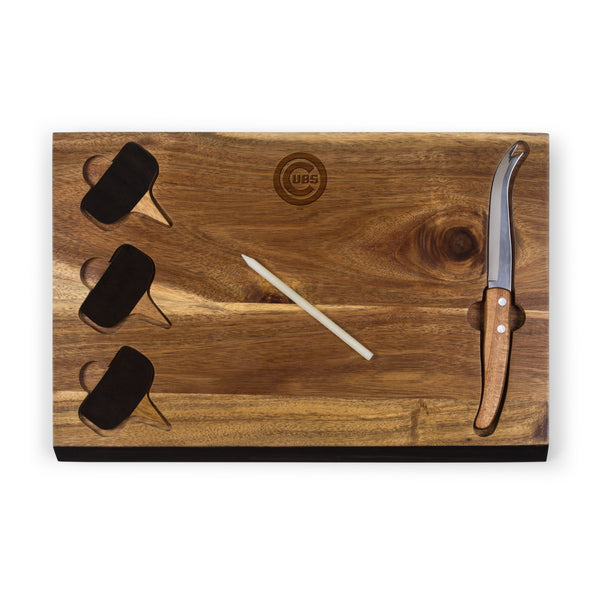Chicago Cubs - Delio Acacia Cheese Cutting Board & Tools Set