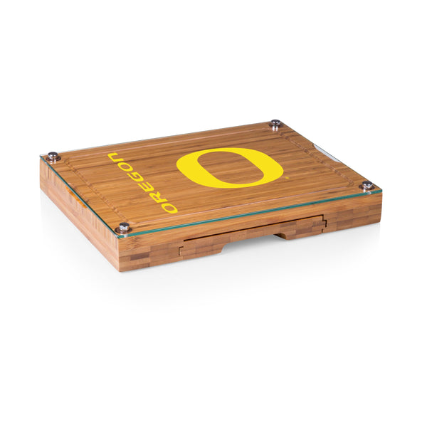 Oregon Ducks - Concerto Glass Top Cheese Cutting Board & Tools Set