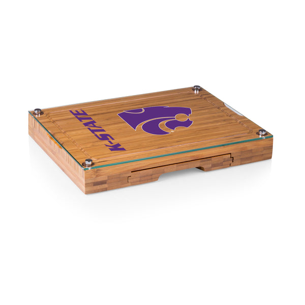 Kansas State Wildcats - Concerto Glass Top Cheese Cutting Board & Tools Set