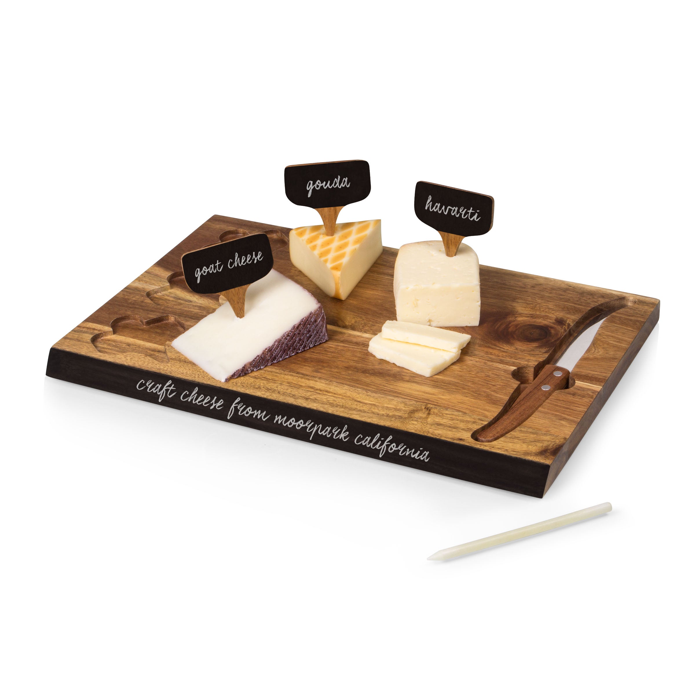 App State Mountaineers - Delio Acacia Cheese Cutting Board & Tools Set