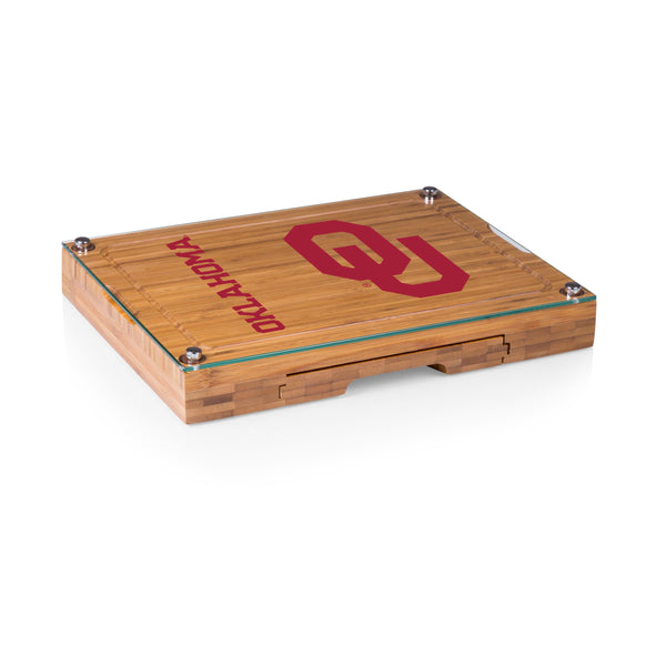 Oklahoma Sooners - Concerto Glass Top Cheese Cutting Board & Tools Set
