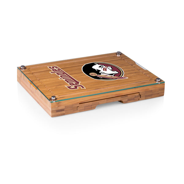 Florida State Seminoles - Concerto Glass Top Cheese Cutting Board & Tools Set