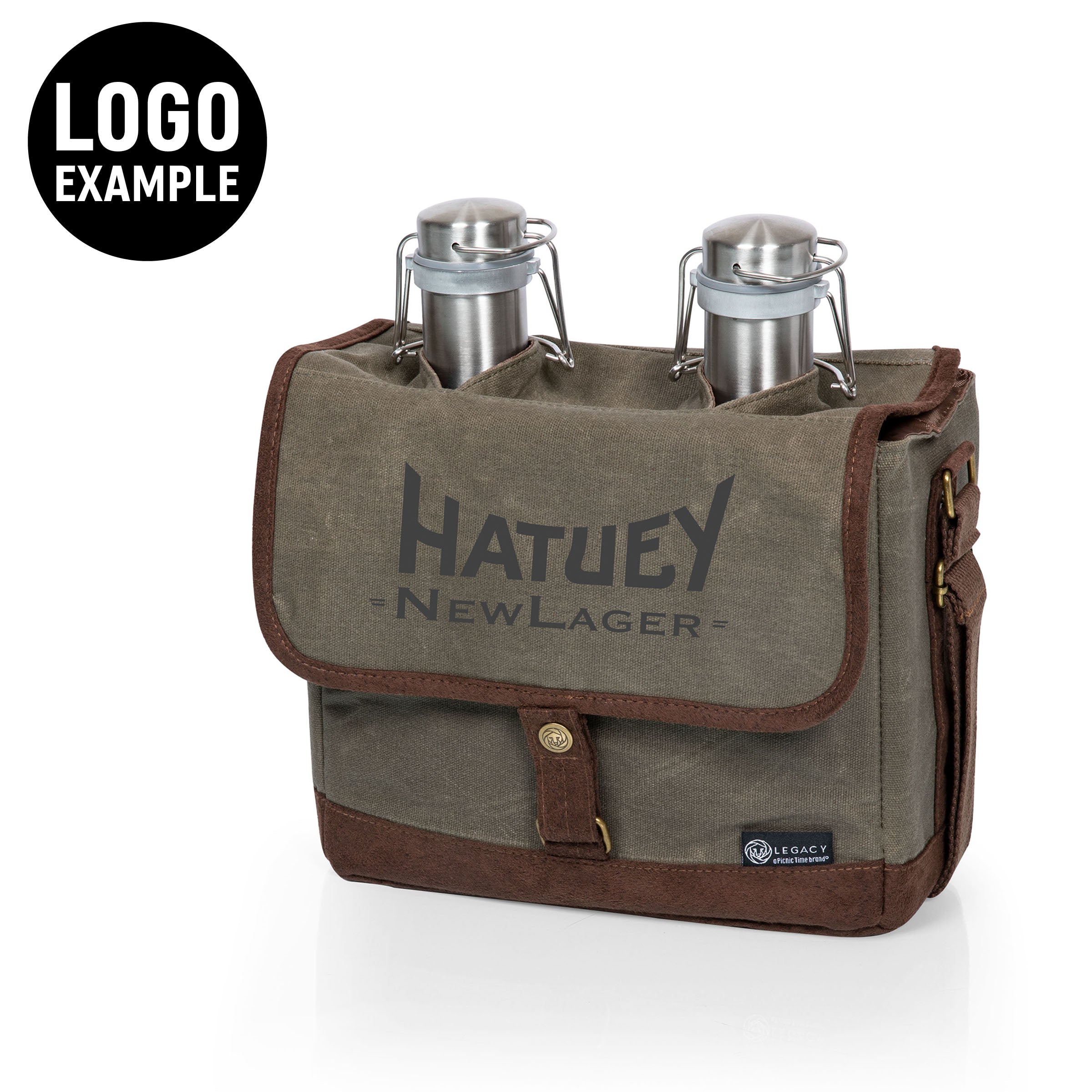 Insulated Double Growler Tote with 64 oz. Stainless Steel Growlers