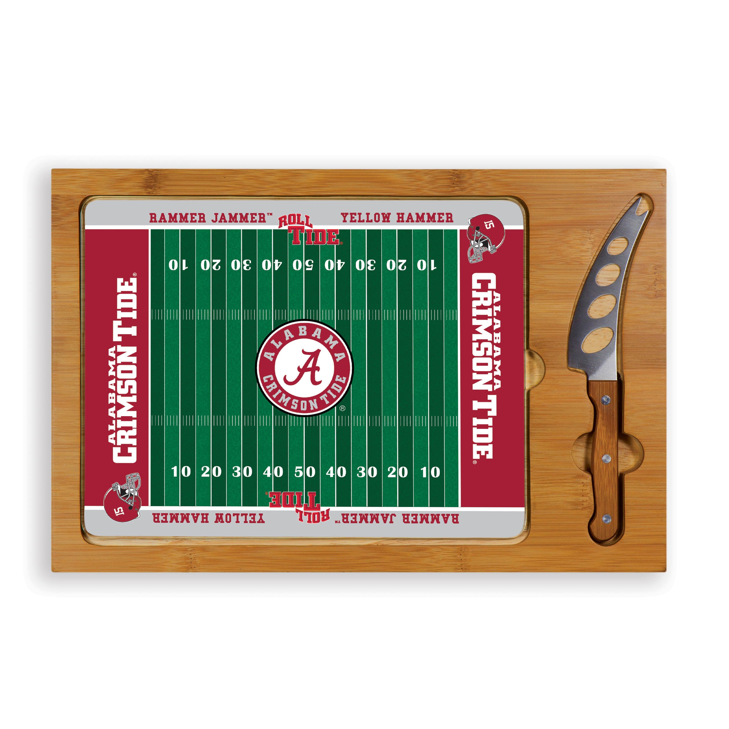 Alabama Crimson Tide - Icon Glass Top Cutting Board & Knife Set