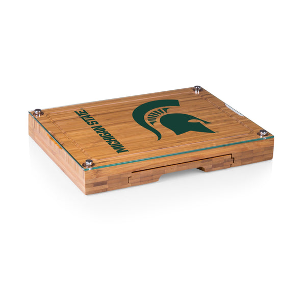 Michigan State Spartans - Concerto Glass Top Cheese Cutting Board & Tools Set