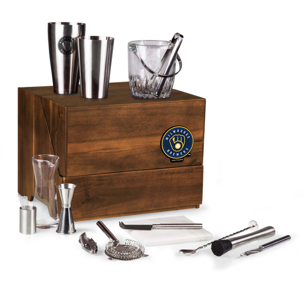 Milwaukee Brewers - Madison Acacia Tabletop Bar Set