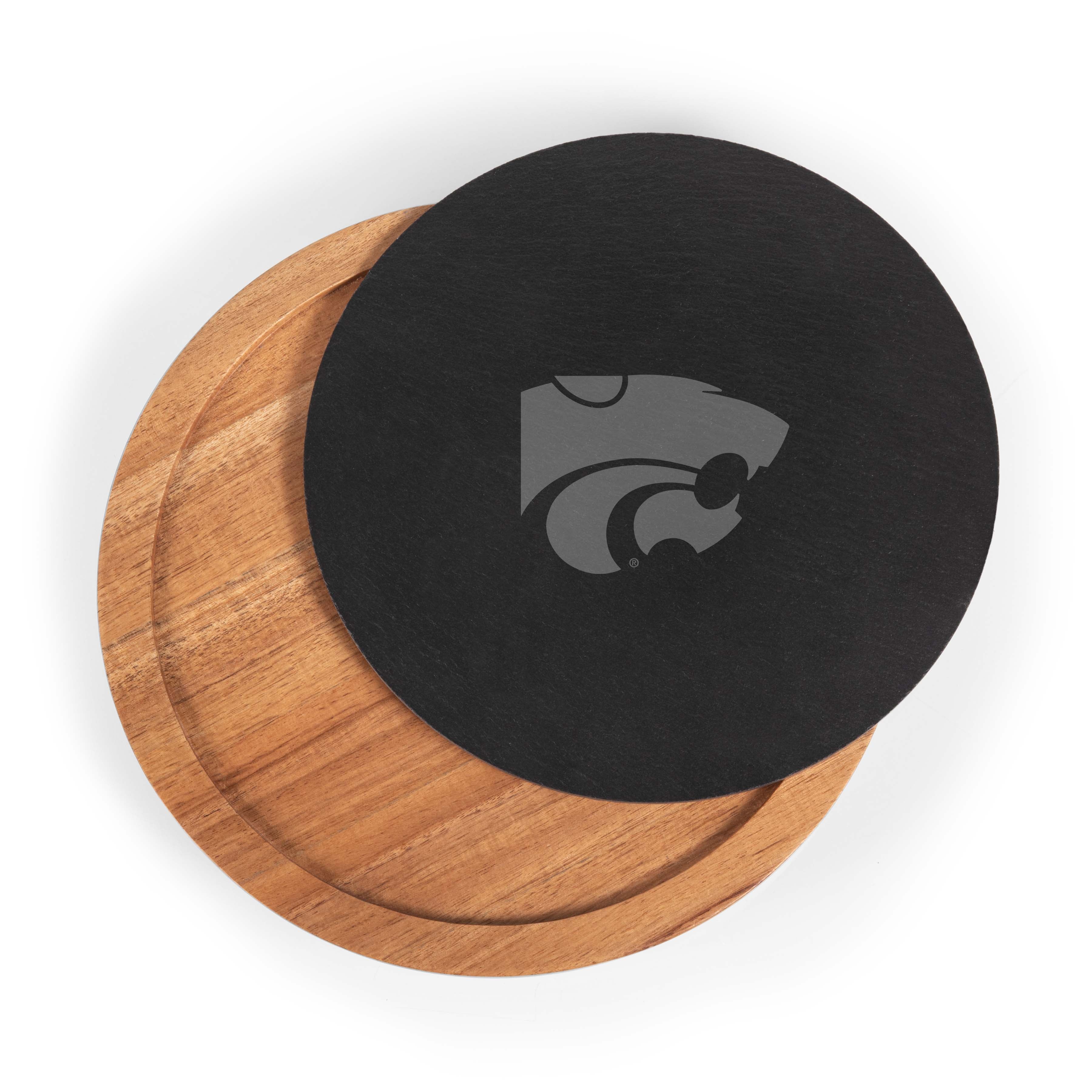 Kansas State Wildcats - Insignia Acacia and Slate Serving Board with Cheese Tools