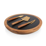New Orleans Saints - Insignia Acacia and Slate Serving Board with Cheese Tools